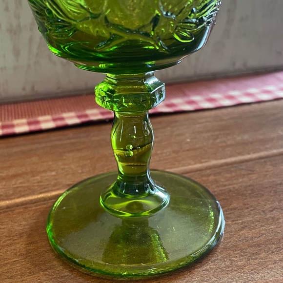 Green 1960's Vintage L.E. Smith Glass Heritage Eagle And Stars Goblet - Picture 5 of 6